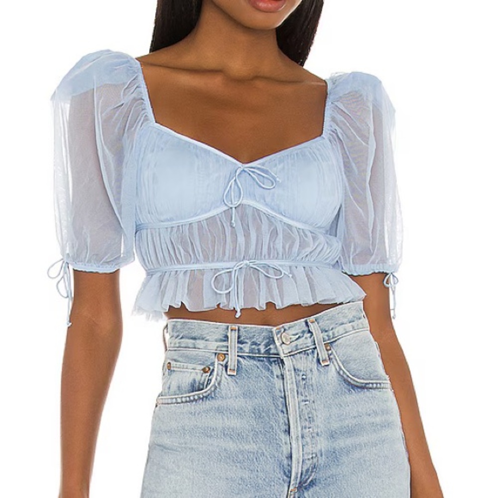 For Love And Lemons Sunshine Crop Top in Light Blue